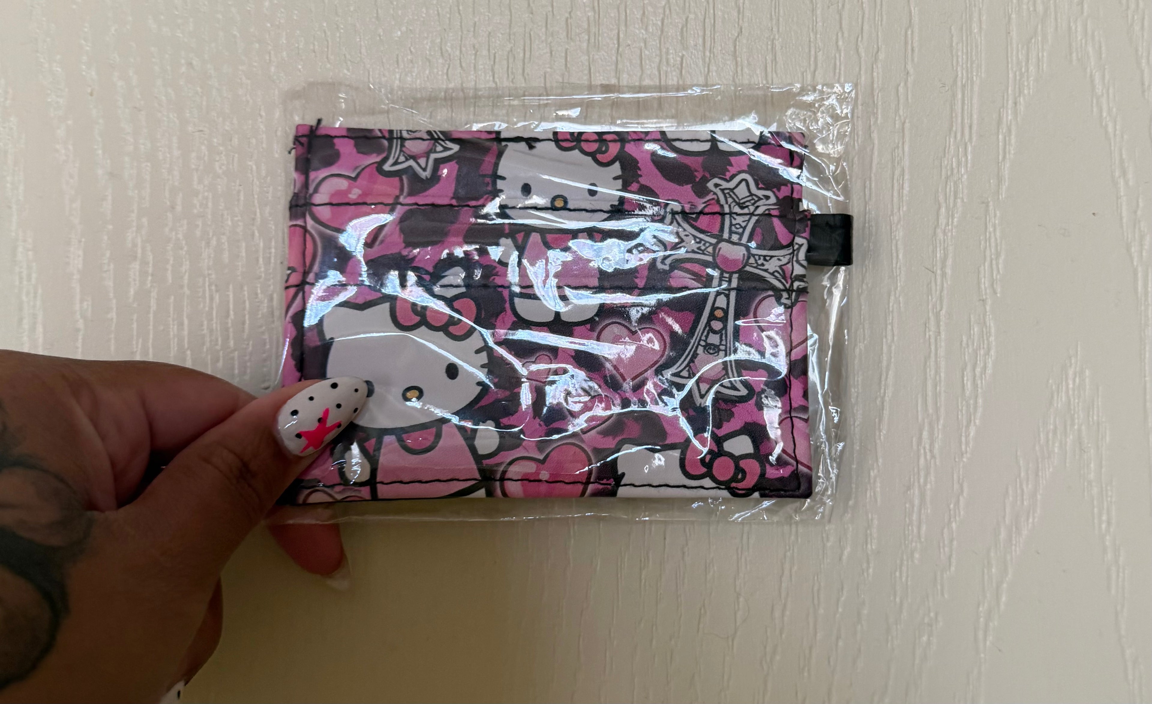 Pink cross hello kitty card holder